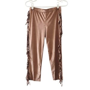 Hayden Girls Boho Western Faux Suede Fringe Pull On Pants Brown XL